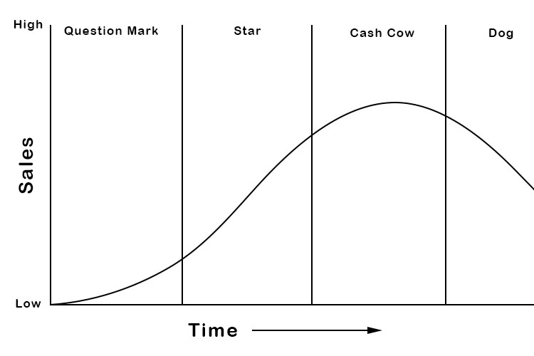 Below is a typical life cycle of a product’s sales over time